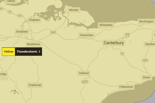 Kent hit with thunderstorm warning and multiple flood alerts as Storm Debi lands