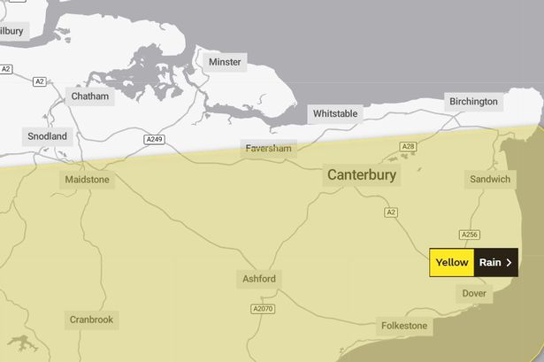 Met office warns flooding is 'possible' as 18-hour heavy rain warning issued for Kent