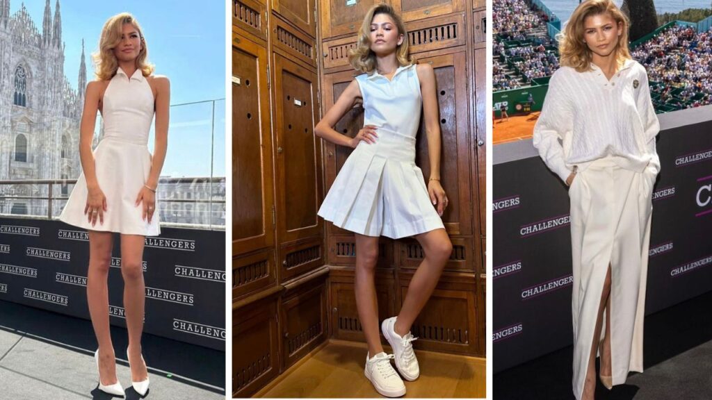 Zendaya Promotes Her Latest Movie ‘Challengers’ in All White Designer Looks including Ralph Lauren, On, and Brunello Cucinelli