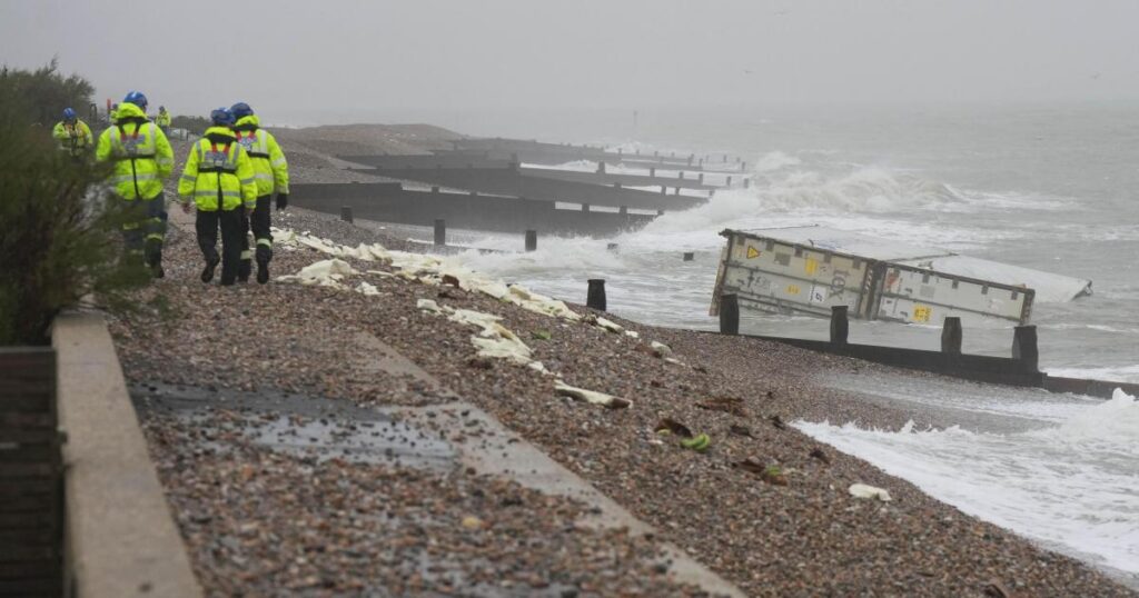 Section of beach cordoned off after shipping containers wash up – live updates