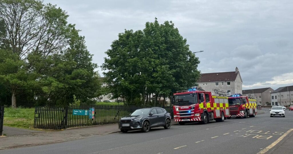 Fire crews scramble to blaze near Penilee Park in Glasgow