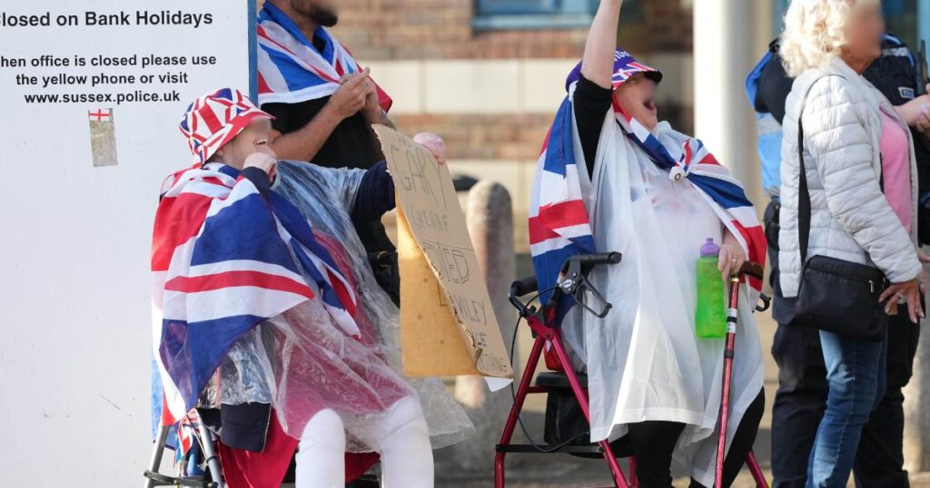 Anti-immigration protest outside Crawley police station