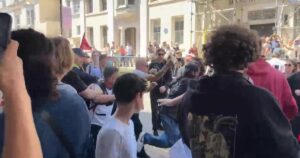 Video shows fight breaking out among protesters in Brighton