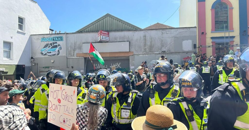 Left-wing protesters report being pepper-sprayed