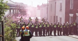 How many people have been arrested at the Brighton protests?