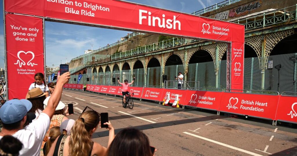 Cyclists take part in London to Brighton charity bike ride