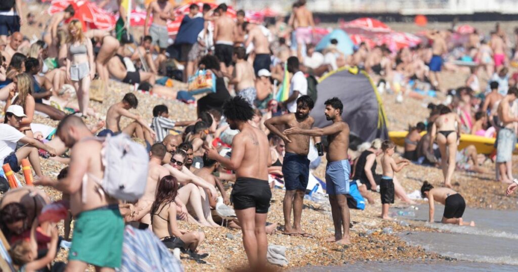 Residents and tourists hit Brighton Beach as heatwave continues