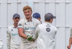 Kent teenager Olly Curtiss and legendary ex-Kent all-rounder Darren Stevens inspire 14-run Kent Cricket League Premier Division victory over winless basement boys Minster; Frontrunners Tunbridge Wells, Lordswood, Blackheath and Hayes all victorious