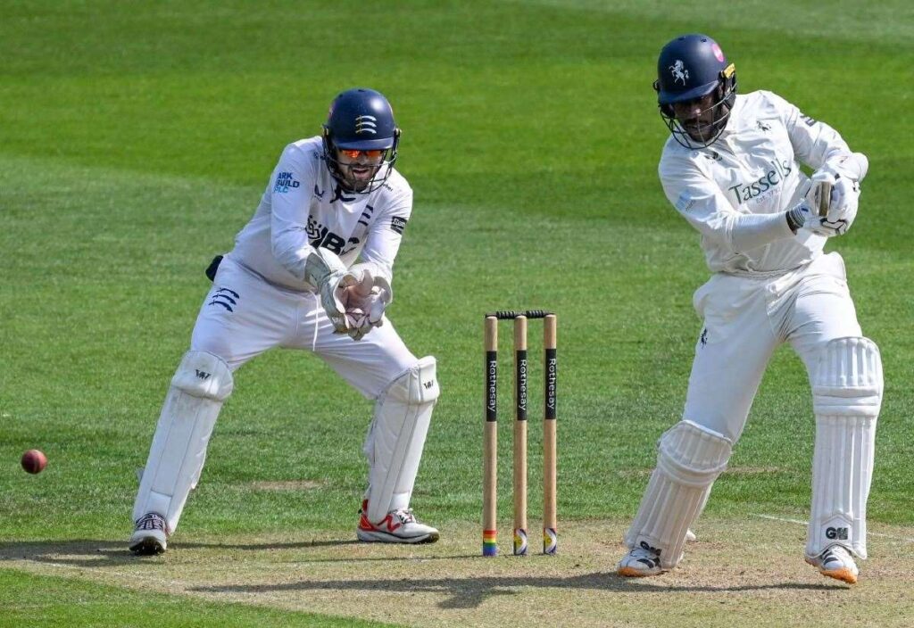Kent (416 & 233-7) lead Middlesex (443) by 206 runs with three wickets left in County Championship at Canterbury
