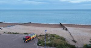 East Sussex Fire and Rescue attend groyne on fire in Eastbourne